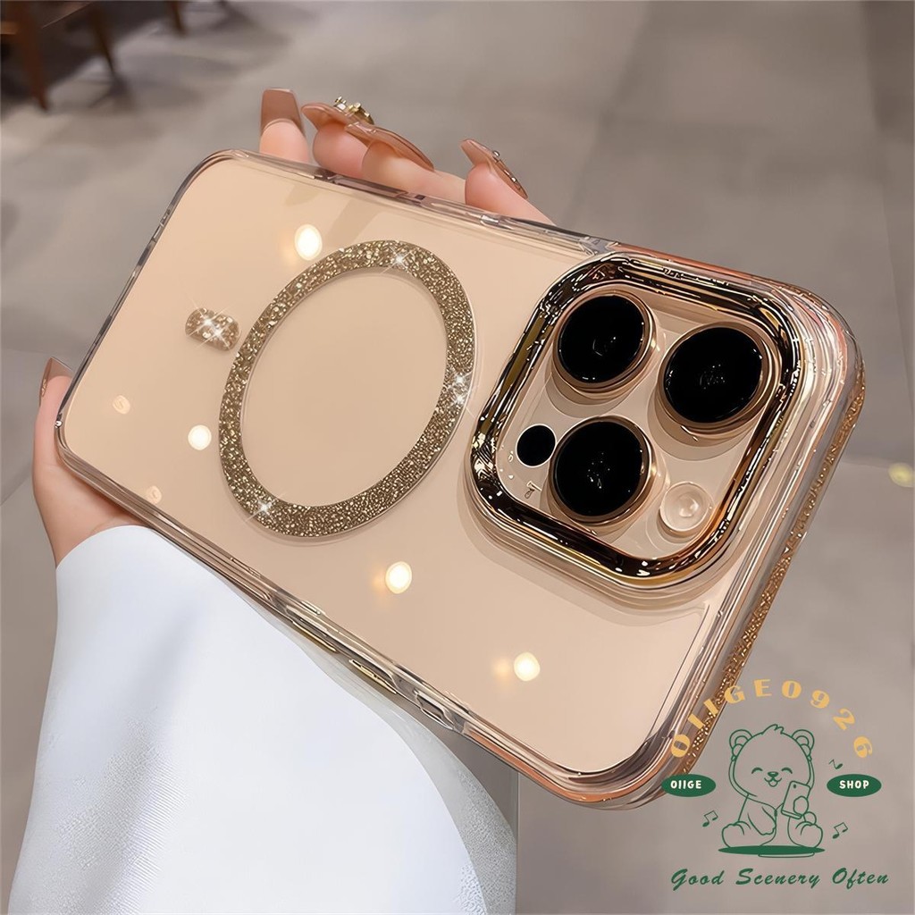 Ốp điện thoại từ tính lấp lánh trong suốt iphone16 Pro Max 15 14 13 12 11 vỏ cho vỏ iPhone vỏ mềm TPU chống sốc