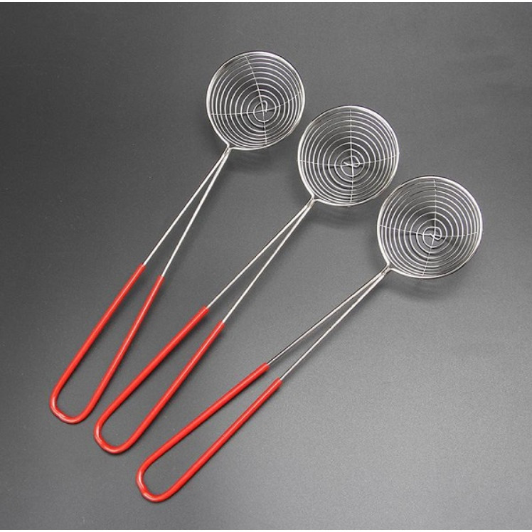 Vợt Múc Topping Trân Châu - Vợt Inox Vớt Trân Châu, Topping Cao Cấp Cán Đỏ