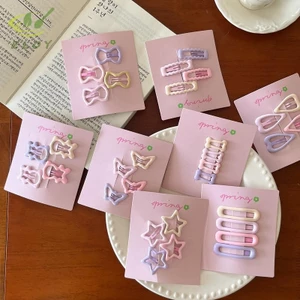 4 Cái / bộ Kẹp Tóc Trái Tim Đơn Giản Màu Hồng Cho Bé Gái Kẹp Tóc Dễ Thương Barrettes Phụ Kiện Thời Trang Quà Tặng VN