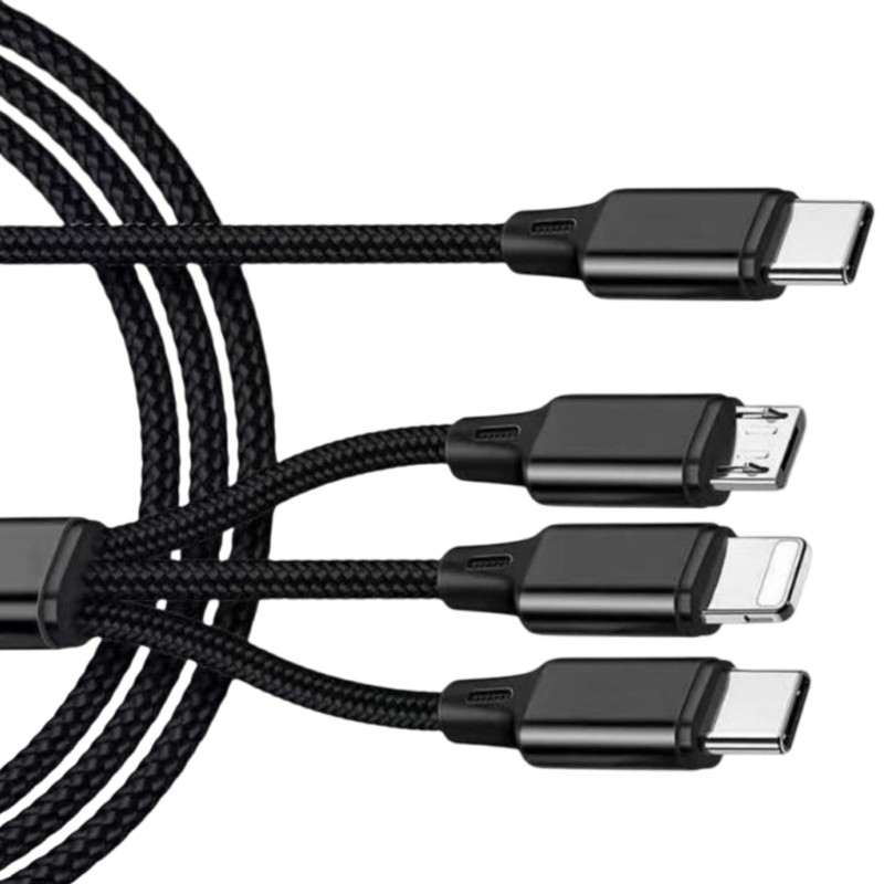 Cáp sạc nhanh IOR 3 trong 1 USB C Dây bện 4ft linh hoạt và độ bền