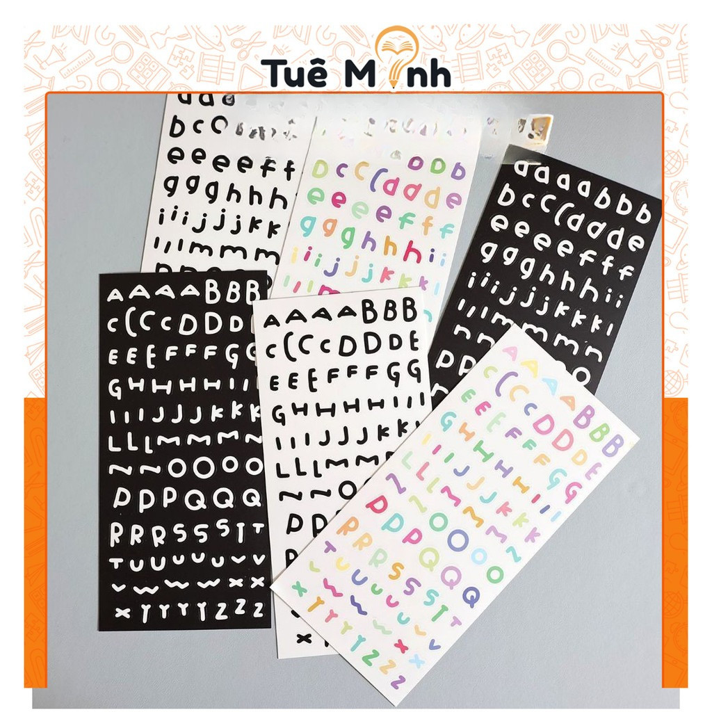 3 tấm Sticker dán chữ cái alphabet Junior STI80 Tem dán trang trí album ...