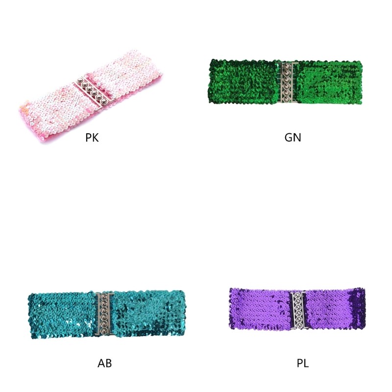 YOI Sequined Rộng Corset Thắt Lưng Nữ Co Giãn Waspie Thắt Lưng Cho Thiếu Niên Cô Gái Shimmering Eo Cincher Áo Khoác Đầm Decorat