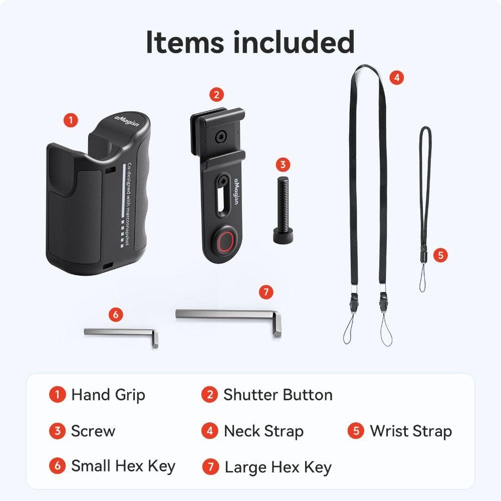Tay cầm cầm máy ảnh hành động KEYRA, Giá đỡ Vlog StreetGrip bằng nhựa, Nút chụp có thể điều chỉnh Tay cầm máy ảnh mở rộng Bộ chuyển đổi cho DJI Action / Insta360 Ace