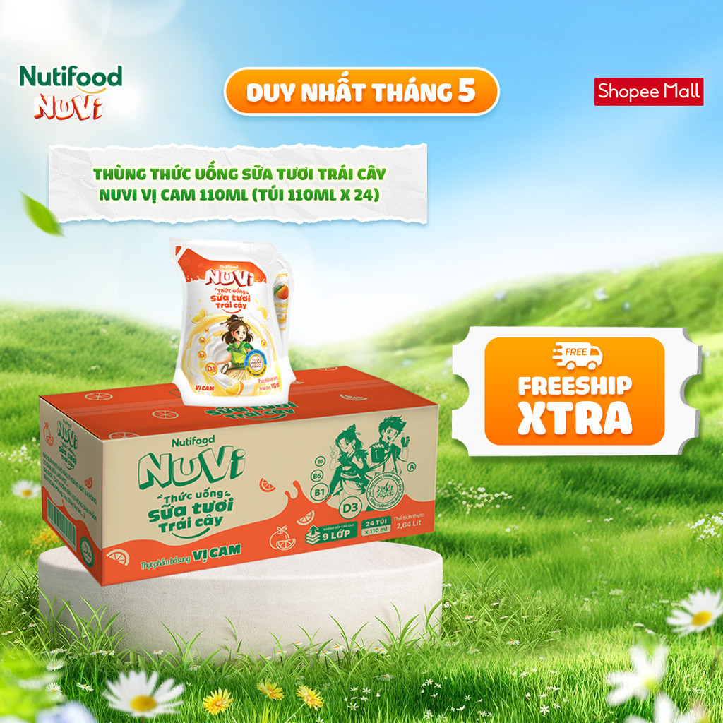 Ảnh NuVi Thùng Thức Uống Sữa Tươi Trái Cây 110ml (Túi 110ml x 24) 1