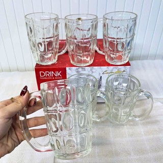 [Giá Xưởng] Bộ 6 Ly Thủy Tinh PCD10007 Có Quai Uống Bia – Dung Tích 410ml, Ly Dày Dặn Sang Trọng