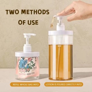 Chai bơm dưỡng da miệng rộng dung tích lớn 500ml / 1000ml - Hộp đựng Gel tắm dầu gội du lịch