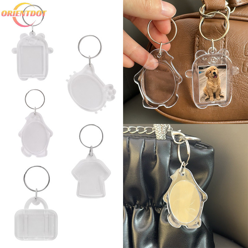 5 / 10 Cái Nhiều Hình Dạng Dễ Thương Móc Khóa Acrylic Trong Suốt - Khung Ảnh Trống Đáng Yêu DIY Mặt Dây Chuyền