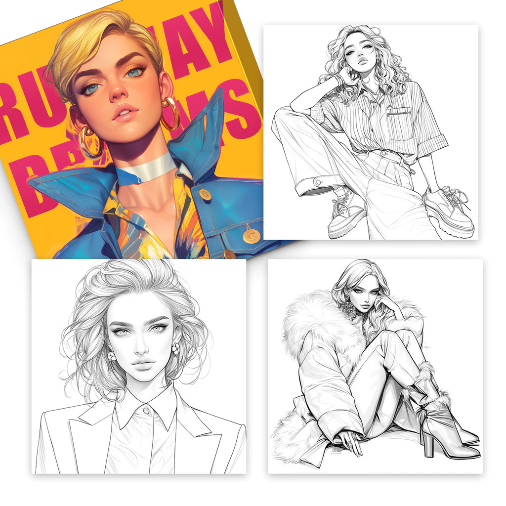 Sách tô màu phong cách thời trang - Tóc dài, Phong cách tuổi teen, Mẫu phong cách thời trang, Một cu