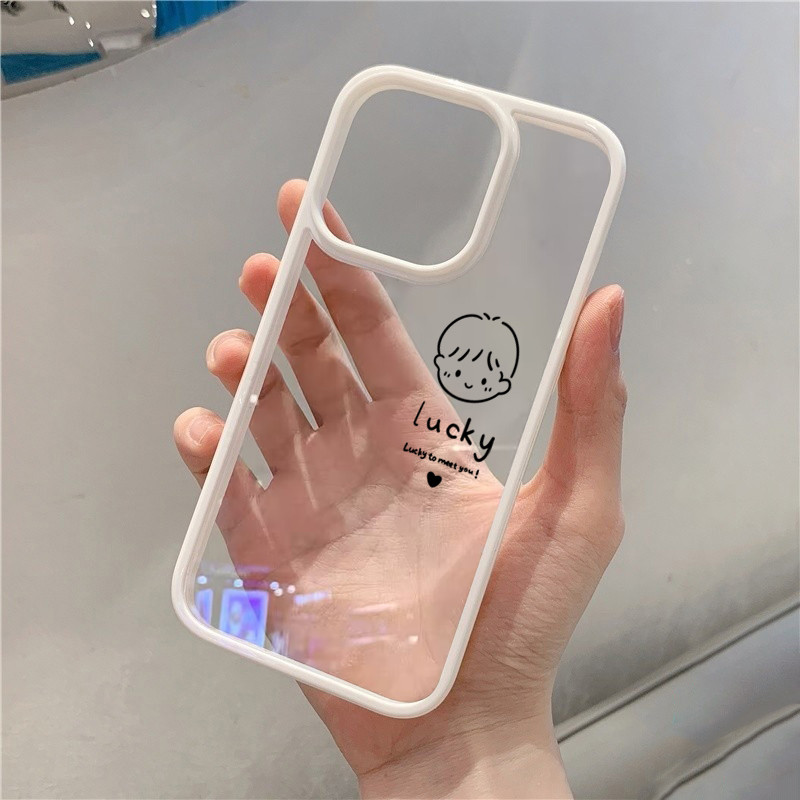 Ốp Lưng Cho iPhone 16 15 14 13 12 11 Pro Max 16e Cho iPhone XS Max X XR 8 7 Plus SE2020 2022 Cặp Đôi Bé Trai Cô Gái Trong Suốt Silicon Chống Sốc