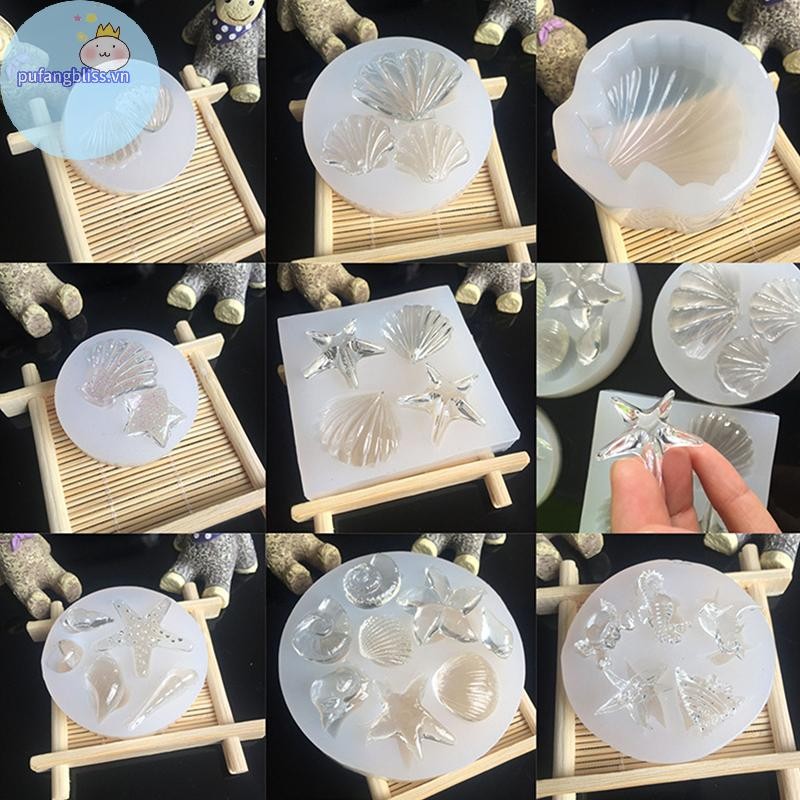 Pufangbliss Khuôn Silicon DIY Sao Biển Conch Silicon Khuôn Làm Bánh Kẹo Bánh Trang Trí Dụng Cụ Đất Sét Nhựa Nghệ Thuật Khuôn VN