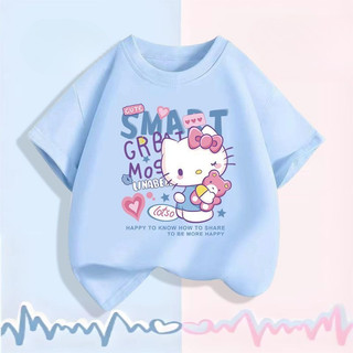 2025 Hello Kitty Bé Gái Áo Thun Trẻ Em Phong Cách Hoạt Hình Mùa Hè Tay Ngắn Playwear Top