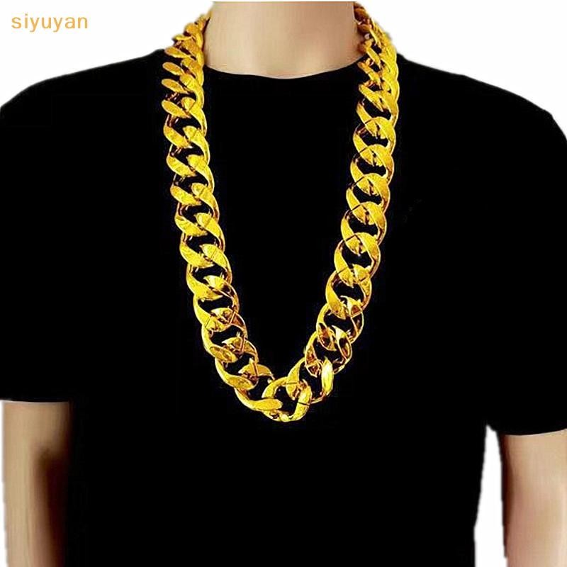 Siyuyan 50-120cm Quá Khổ Lớn Chunky Vòng Cổ Vàng Hip Hop Punk Gothic Rock Mặt Dây Chuyền Nhựa Đảng Đạo Cụ VN