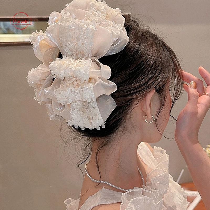 Diễu Hành Sang Trọng Tính Khí Móng Vuốt Lớn Kẹp Nhiều Lớp Nơ Kẹp Tóc Đuôi Ngựa Kẹp Tóc Nữ Phụ Kiện Tóc VN
