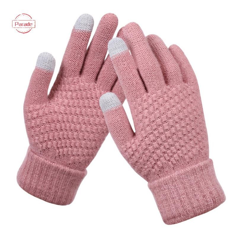 Parade Mùa Đông Găng Tay Màn Hình Cảm Ứng Nam Nữ Ấm Áp Co Giãn Đan Găng Tay Giả Len Full Ngón Tay Guantes Móc Luvas Găng Tay Làm Dày VN