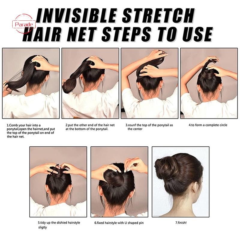 Diễu Hành 50 Chiếc Lưới Tóc Đen Co Giãn Gói Tóc Vô Hình Hairnet Lưới Bun Tóc 30 / 50 / 60CM Phụ Kiện Tóc VN