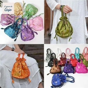 Túi xách hoa Gojo nữ, túi trang điểm thêu, ví mini, ví đựng tiền, túi vệ sinh khăn ăn, đóng gói trang sức