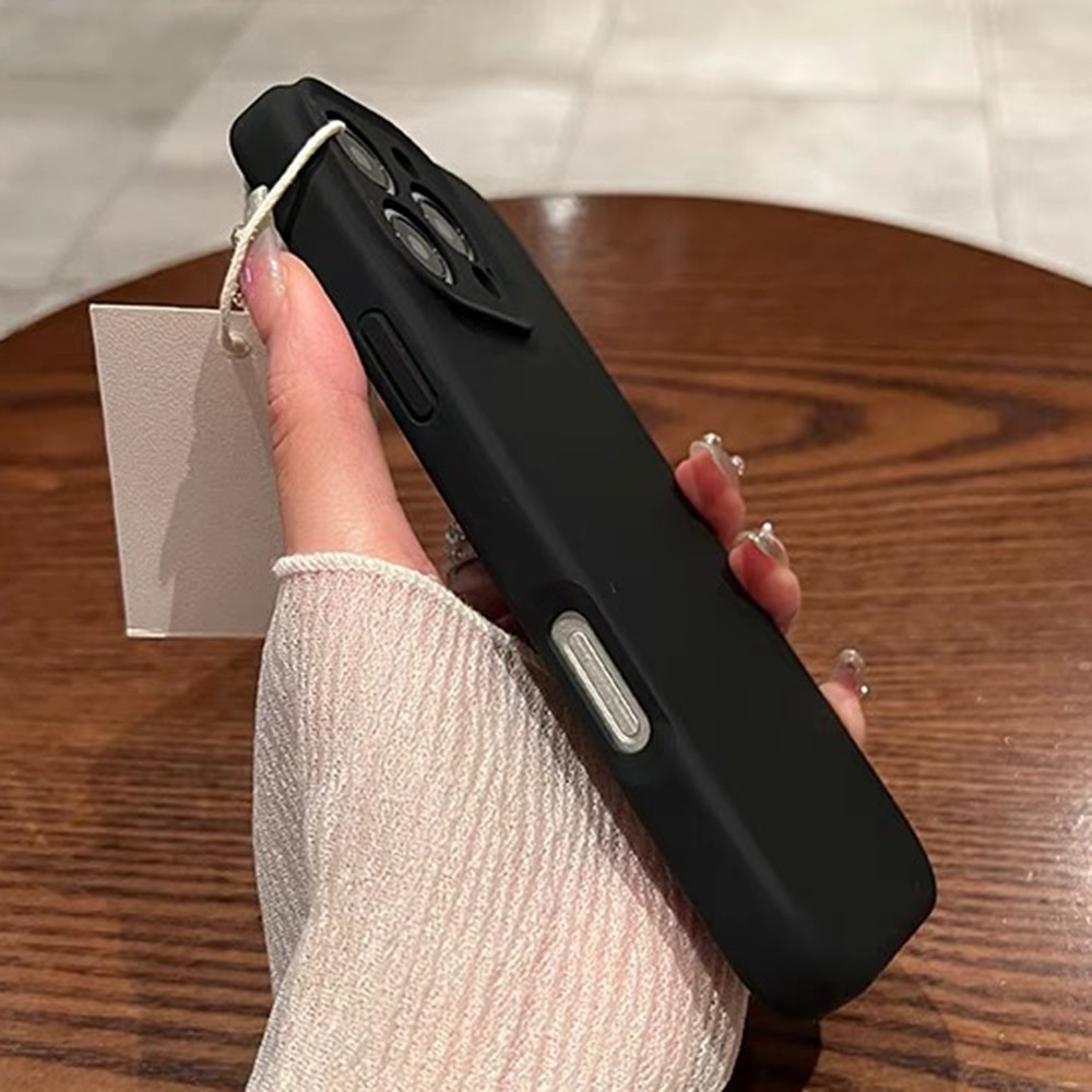 Ốp điện thoại bảo vệ ống kính chính xác bằng silicon lỏng màu đen cho iPhone 17 Pro Max 16 15 14 13 12 11 Pro Max Vỏ chống sốc