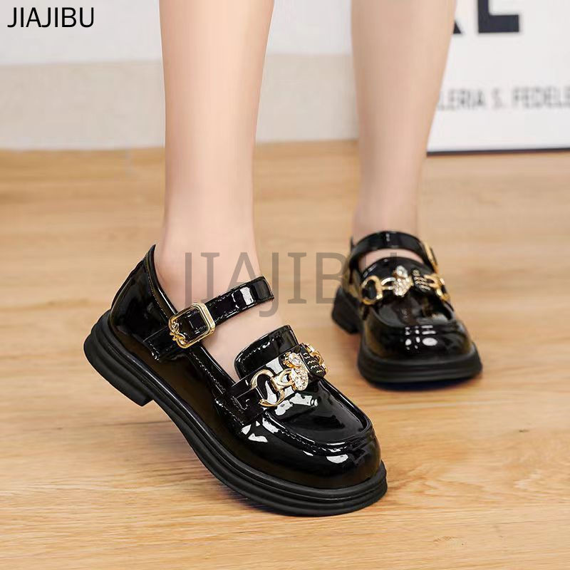 Giày Trẻ Em Thời Trang Chất Lượng Cao Cô Gái Dễ Thương Nơ Kim Loại Giày Lolita Korean Fashion White Platform Mary Jane Shoes Giày Cosplay Gót Thấp Chống Trượt Phong Cách Anh Quốc French Soft-soled Doll Shoes Giày Da Nhỏ Phong Cách Nhật Bản Giày Khiêu Vũ