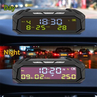 Lookshow Đồng hồ kỹ thuật số ô tô năng lượng mặt trời LCD Thời gian ngày Hiển thị nhiệt độ Ngoài trời Phụ tùng ô tô Trang trí C01 / C05 L4V4
