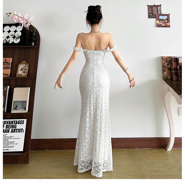 Klalien Rud Jacquard Đầm Nữ Slash Cổ Lưng Không Tay Thanh Lịch Sinh Nhật Áo Choàng Xu Hướng Sang Trọng Dài Bodycon