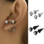 DARON 2 Chiếc Bông Tai Nam, Bông Tai Zircon Pha Lê Phong Cách Hàn Quốc, Thời Trang Nữ Tai Trang Sức Dạo Phố Hip Hop Bông Tai Inox Nam