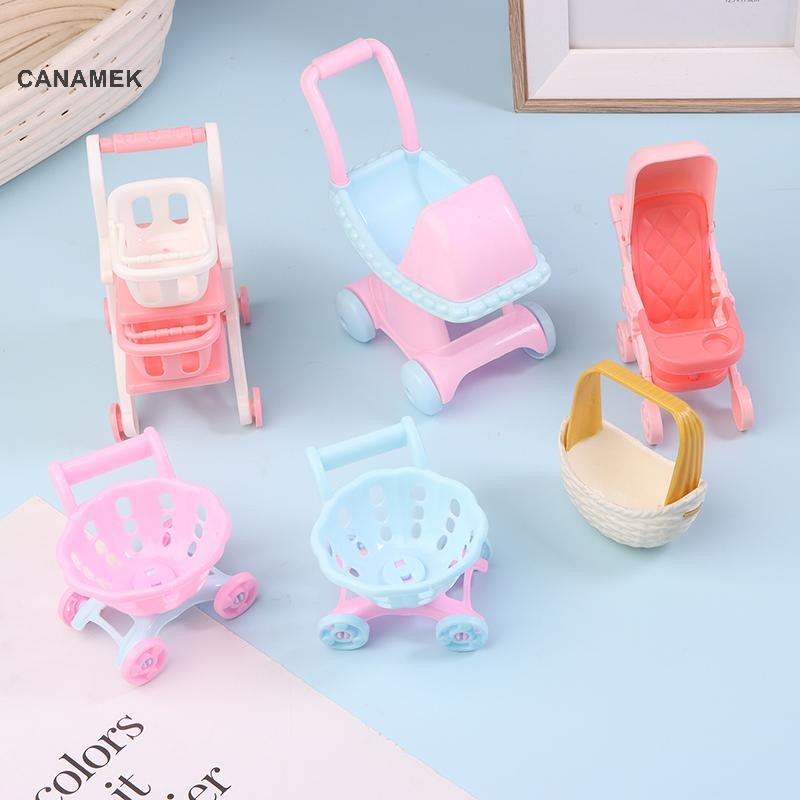 Canamek 1 / 12 Nhà Búp Bê Mô Phỏng Siêu Thị Xe Đẩy Hai Lớp Giỏ Hàng Nhà Búp Bê Mô Hình Siêu Thị Phụ Kiện Trang Trí CSF