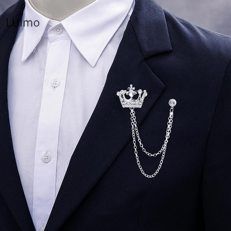 Luimo Hàn Quốc Phong Cách Anh Dây Xích Vương Miện Trâm Phù Hợp Với sel Dây Xích Ve Áo Pin Huy Hiệu Retro Nam Phụ Kiện Tiệc Cưới Trang Sức Quà Tặng SBS
