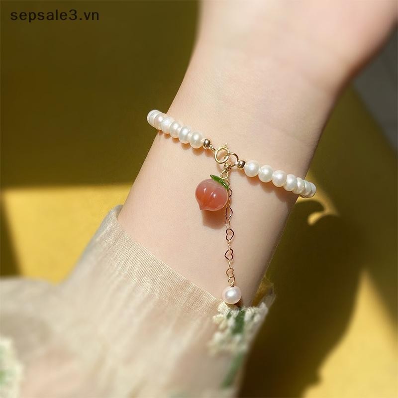 # Vn # Hợp Thời Trang Đào Charm Ngọc Trai Nước Ngọt Tự Nhiên Vòng Tay Nữ Ins Phong Cách Ngọt Ngào Tươi Thời Trang Tay Phụ Kiện Trang Sức.