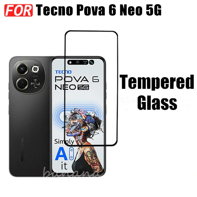 Phim kính cường lực 3 TRONG 1 Tecno Pova 6 Neo 5G cho Tecno Pova 6 Pro Spark 30C 30 5G 30 Pro Spark Go 1S Go 2025 2024 Kính bảo vệ toàn màn hình + Phim ống kính máy ảnh + Phim mặt sau