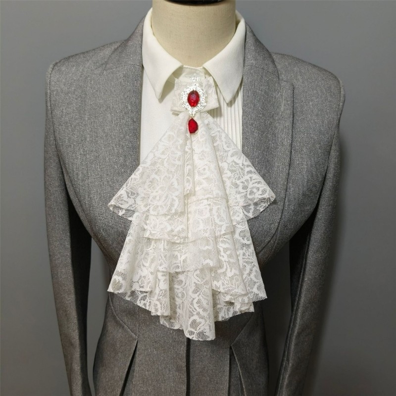Dassbsug Vintage Gothic Victoria Kim Cương Giả Ruffle Ren Jabot Cổ Quần Áo Phụ Kiện