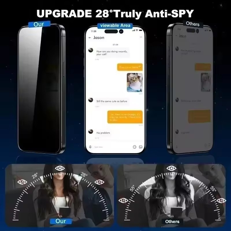 Kính Cường Lực GLASS Chống Nhìn Trộm Có Khung Tự Động Dán Cho VIVO V27E V23 V21 V20 SE V15 Pro X100s X70 X60 X50 T2x T1 T1x 4G 5G 2024