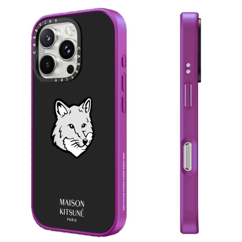 CASETiFY X Maison Kitsuné Black Matte Purple RosePink Clear Hard