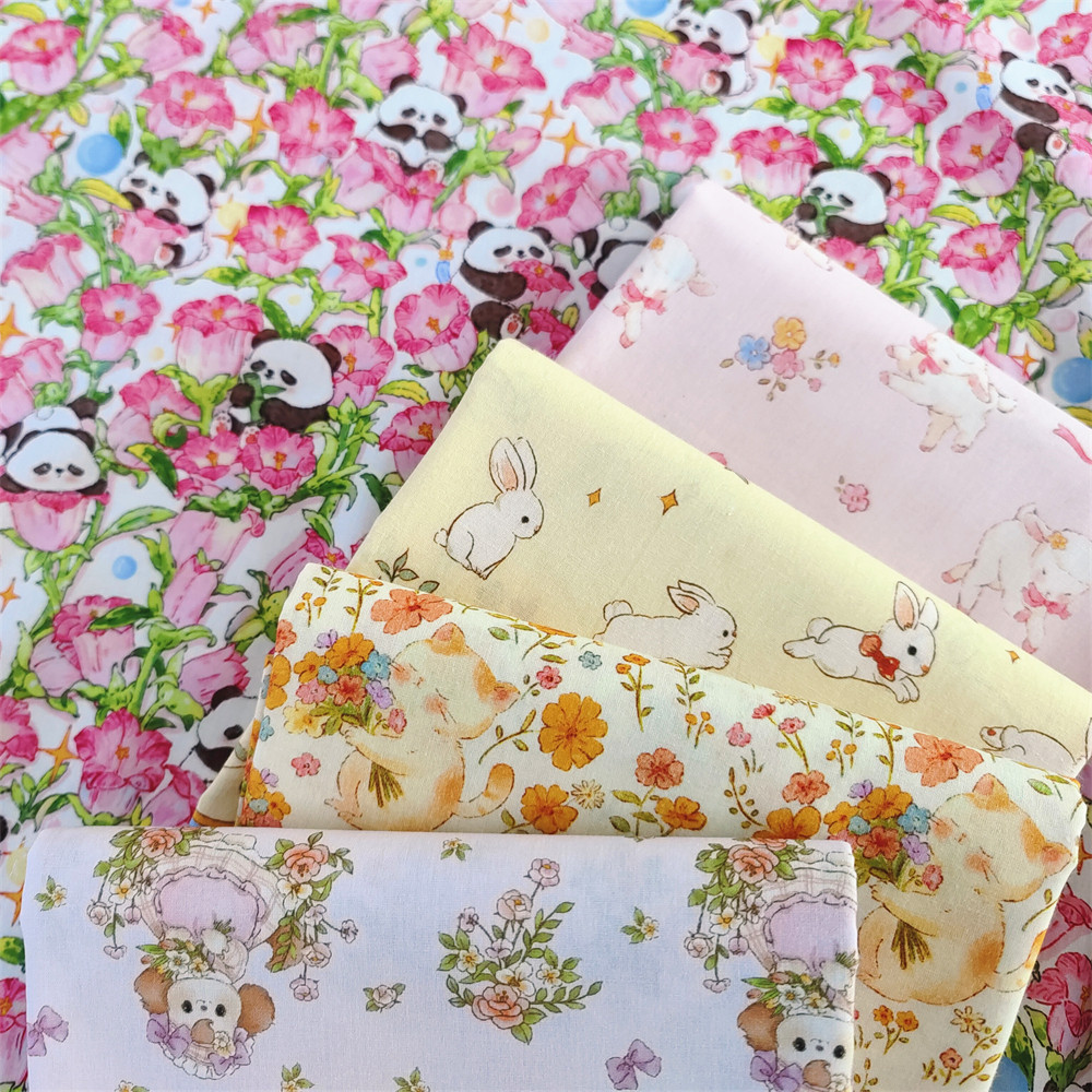 Hoạt Hình Cotton Nguyên Chất 40S Hoa Nhánh Sân Chủ Đề Lớp Một Dệt Trơn Thân Thiện Với Da Quần Áo Váy Ngủ Handmade Tự Làm Vải Cho Bé TJ5839