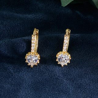Châu Âu Mỹ ins Phong Cách Mới Khóa Tai Zircon Nhiều Màu Sắc Nữ