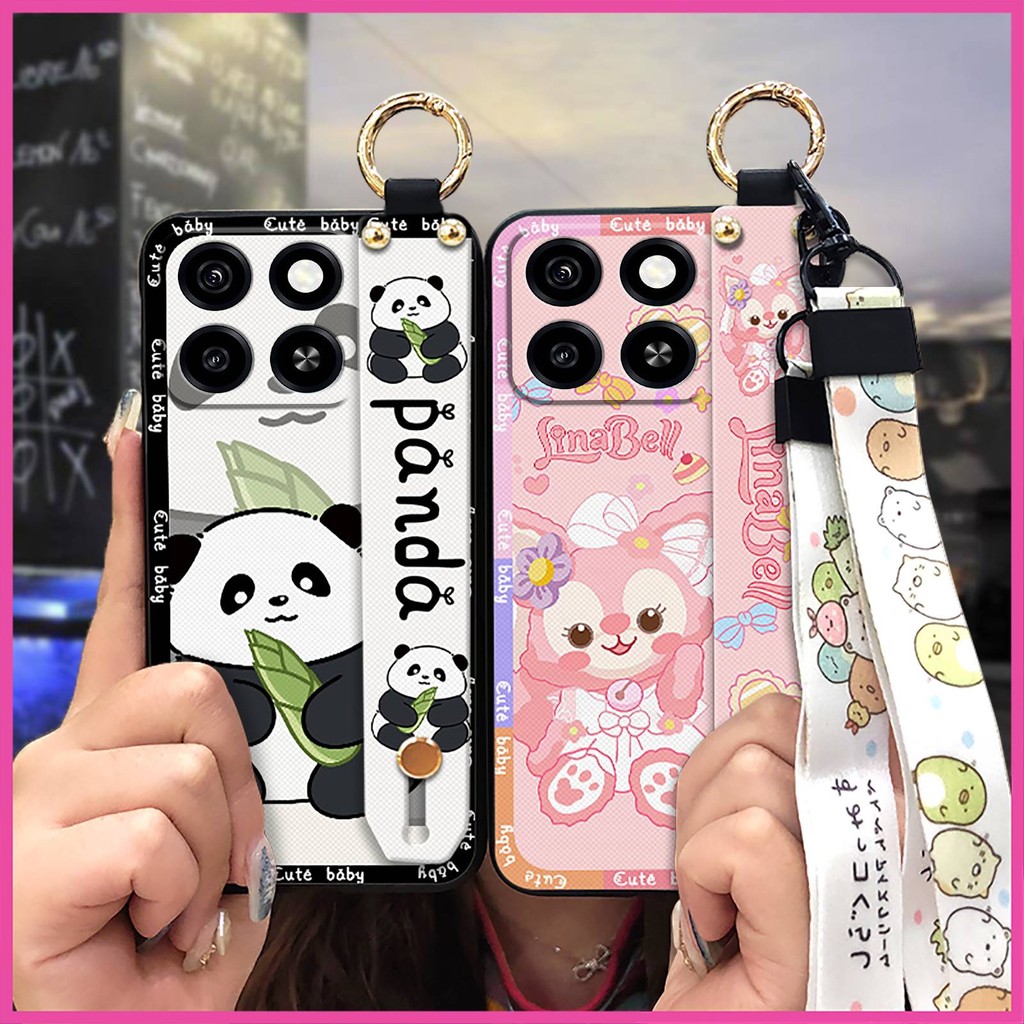 Ốp lưng ZTE Blade A35/A55 thiết kế thời trang, màu trơn, giá đỡ dây, phong cách anime dễ thương