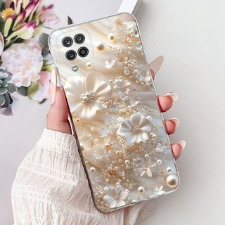 Dành Cho Samsung Galaxy A12 M12 Vỏ Điện Thoại Mèo Hoa Thanh Lịch Samsung M12 A12 A125F Vỏ TPU Silicon Mềm
