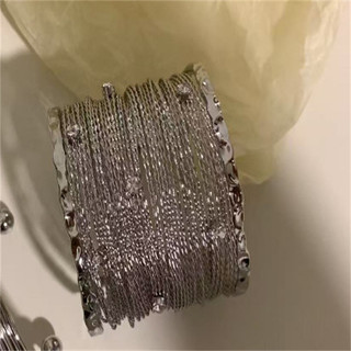 1 chiếc Vintage cao cấp phiên bản rộng kim loại bạc chải đường cay punk mở vòng tay