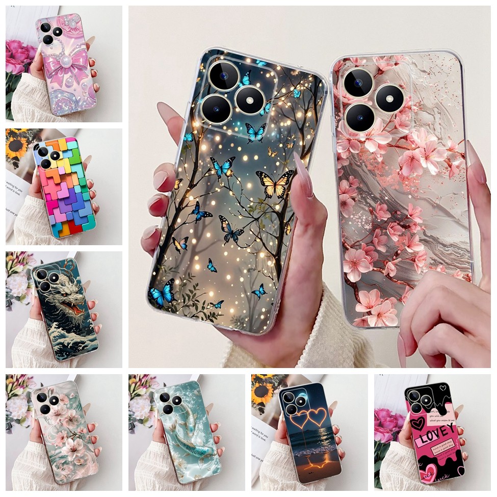 Dành Cho Realme Note 50 RMX3834 Ốp điện thoại Realme Narzo N53 RMX3761 Rõ Ràng Sang Trọng Bướm Tình Yêu Thời Trang Hoa Thoáng Mát Đẹp Trai Sư Tử Sơn