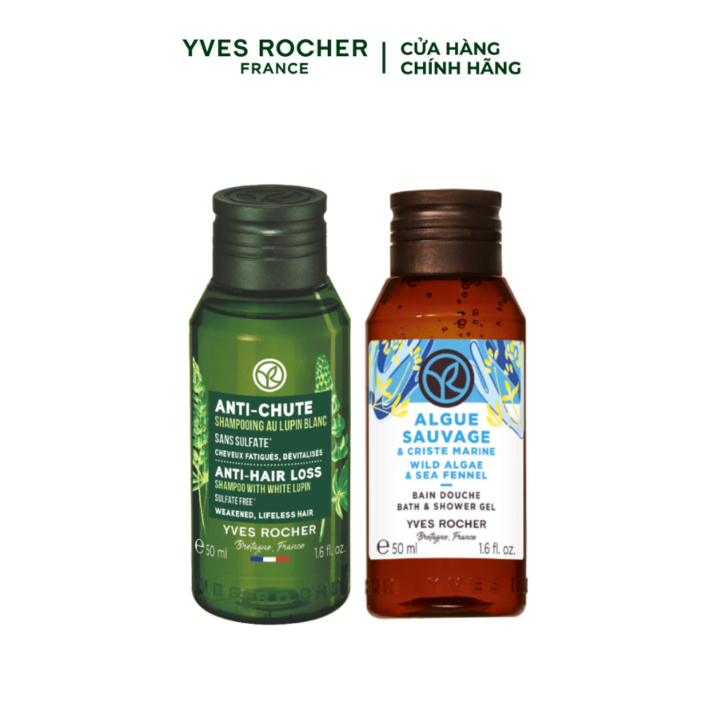Ảnh Set 2 mini trải nghiệm Yves Rocher gồm dầu gội giảm gãy rụng 50ml và sữa tắm 50ml 1