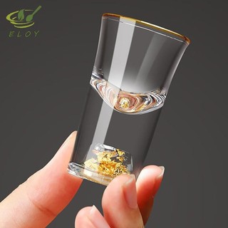 [ELOY] Thủy Tinh Pha Lê Vodka Thủy Tinh Sake Shochu Glass Bar Rượu mùi Đôi Đáy Vàng Lá Thủy Tinh Trà Quà Tặng Cao Cấp Rượu Cứng VN