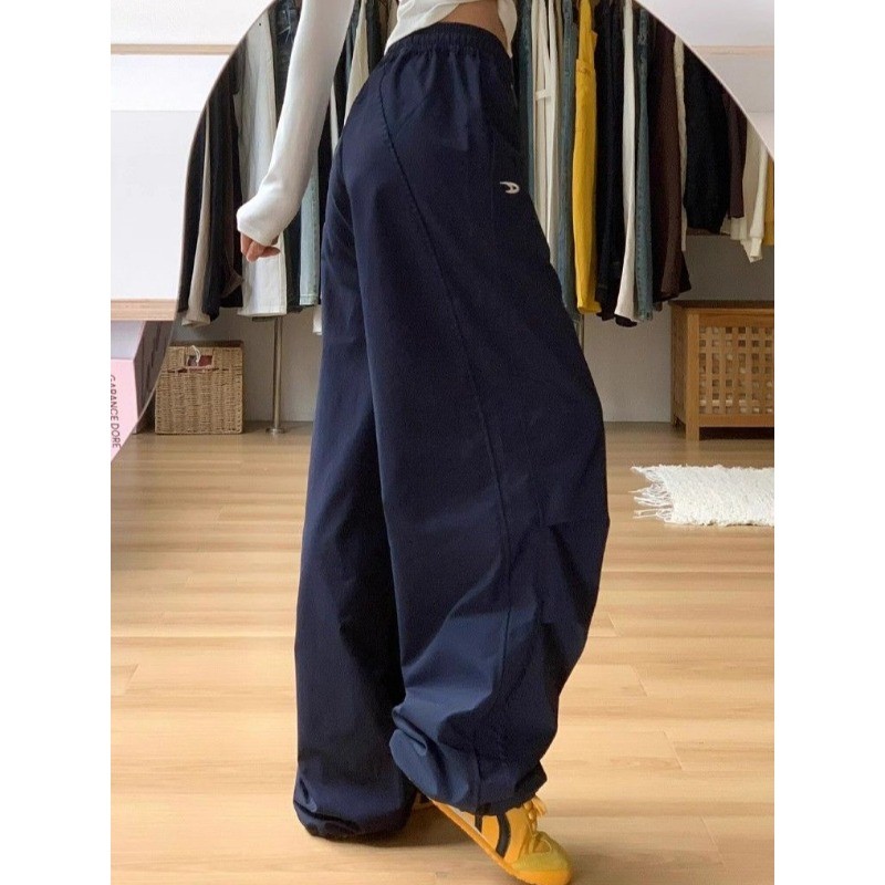 SUXI Quần ống rộng thông thường màu trơn đơn giản dành cho nữ mùa hè mới 250510