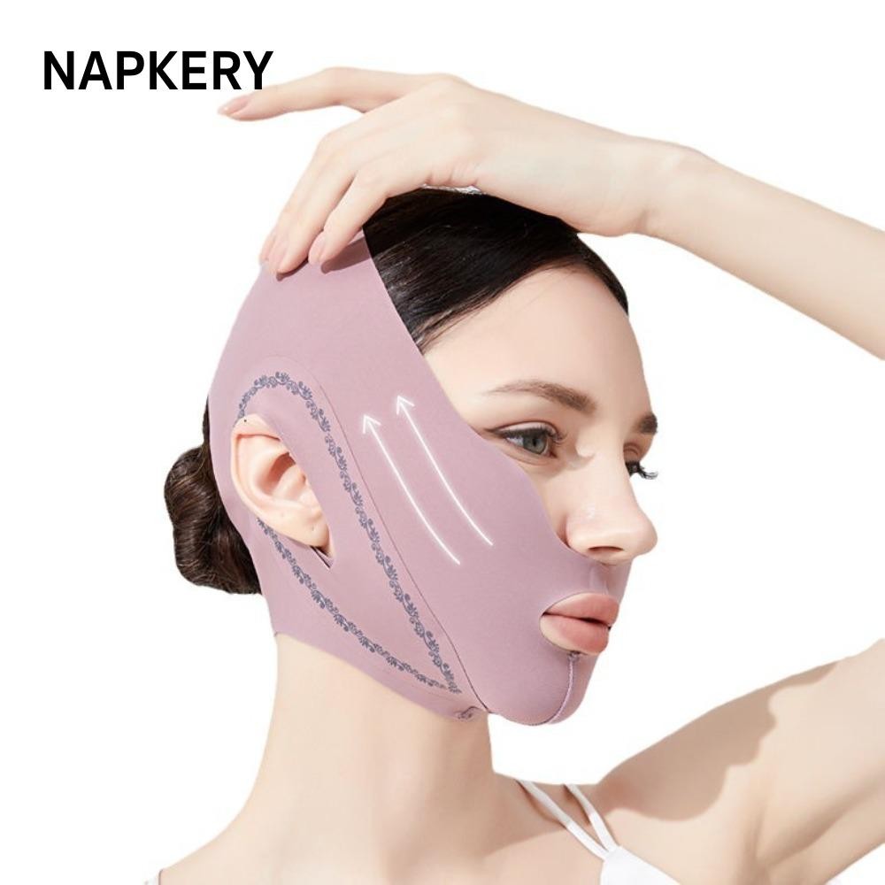 NAPKERY Mặt Giảm Béo Băng, Nâng Cấp Đai Nâng Khuôn Mặt Shaper, Di Động Chống Nhăn V Line Có Thể Điều Chỉnh Giấc Ngủ Chin Cheek