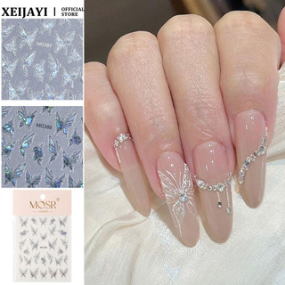 Nail Art Watercolor Butterfly Nail Sticker Holographic Shell Light Butterfly Embossed Decal Nail Decoration Manicure Tool For Nail Shop