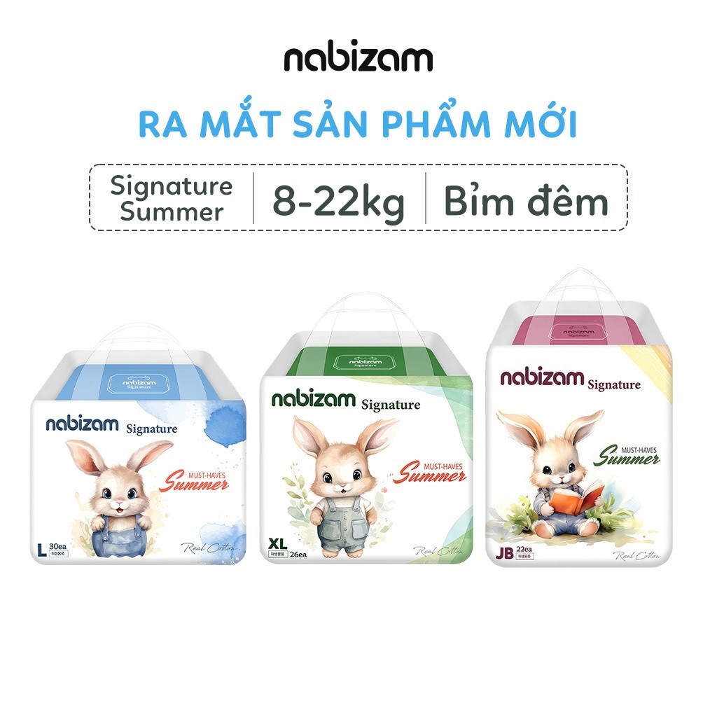 Ảnh Combo 3 Bịch Tã/Bỉm Đêm NABIZAM Signature Summer Nội Địa Hàn, Mỏng Mềm, Thoáng Khí, Siêu Thấm Hút Cho Bé 8-22kg 1