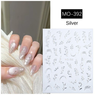 Nail Art Miếng dán móng tay mạ vàng, họa tiết nhung, nhánh vàng và lá ngọc bích, trang trí móng tay, công cụ làm móng cho tiệm nail