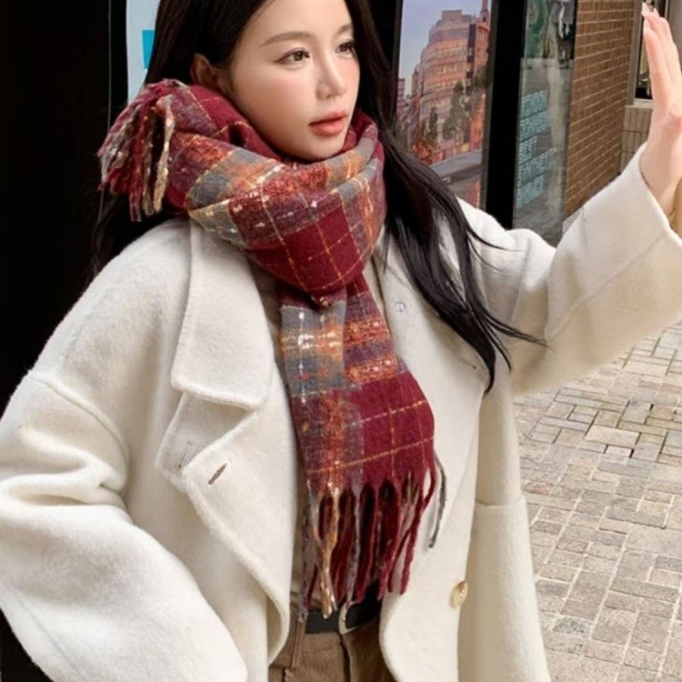 Khăn Quàng giáng sinh kẻ sọc Khăn Quàng Đỏ mùa đông mẫu mới cao cấp ấm áp cặp đôi dày 2024 khăn choàng cổ điển