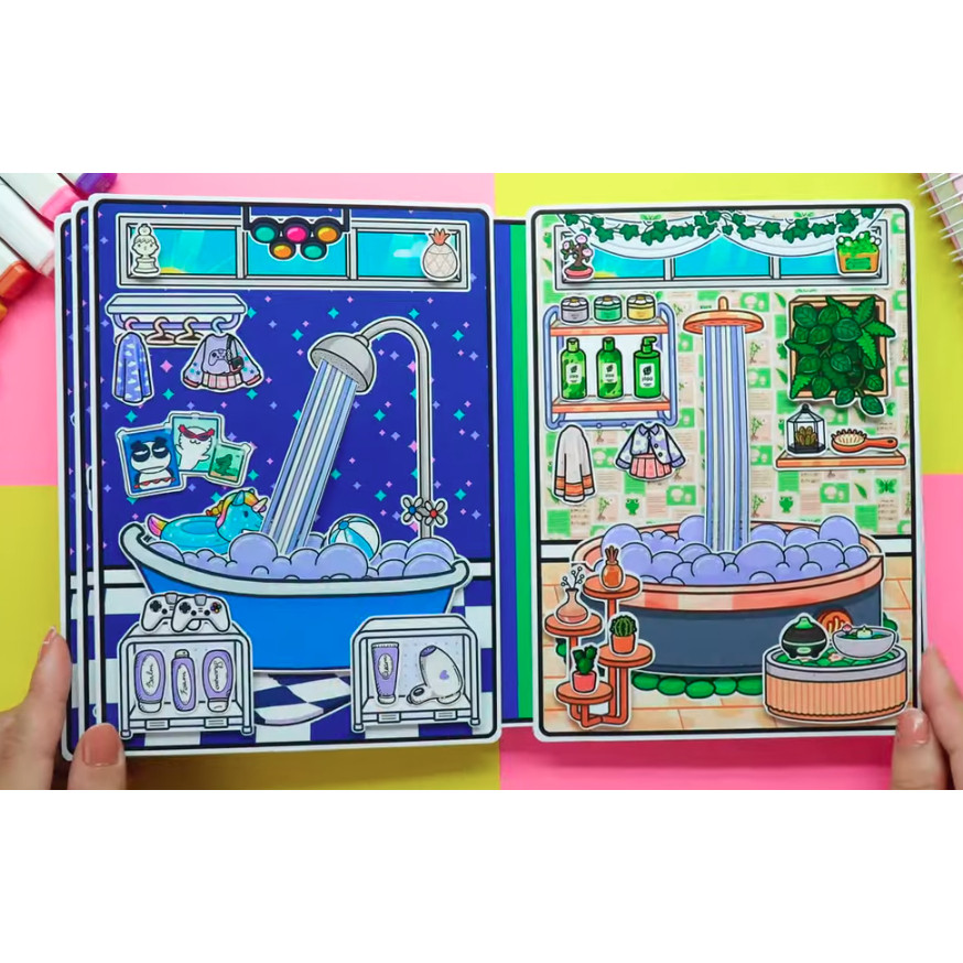 Búp bê giấy Ngôi nhà Gamer and Romantic,đồ chơi bóc dán dành cho bé