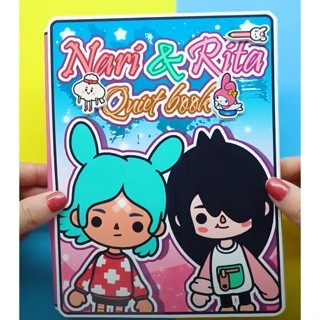 Đồ chơi giấy ngôi nhà búp bê toca boca Nari & Rita đáng yêu,đồ chơi thủ công bóc dán cho bé