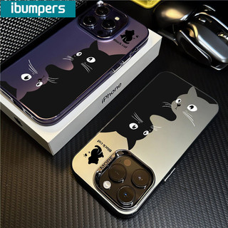 ibumpers Ốp Lưng IPhone Xinh Mèo Hoạt Hình Mát Mẻ Ốp Điện Thoại IMD Cứng Trơn Chống Bẩn Chống Sốc Cho IPhone 16 15 14 12 13 11 Pro Max