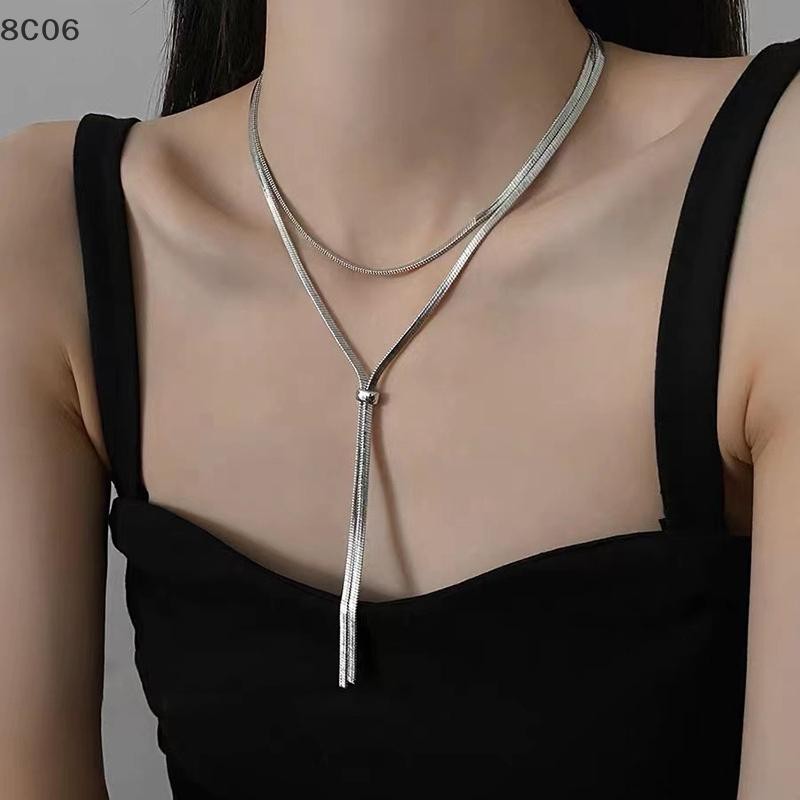 [8c06] Vòng cổ kéo dài cực dài dành cho nữ Thiết kế ánh sáng Niche Dây chuyền xương rắn cao cấp [8C]